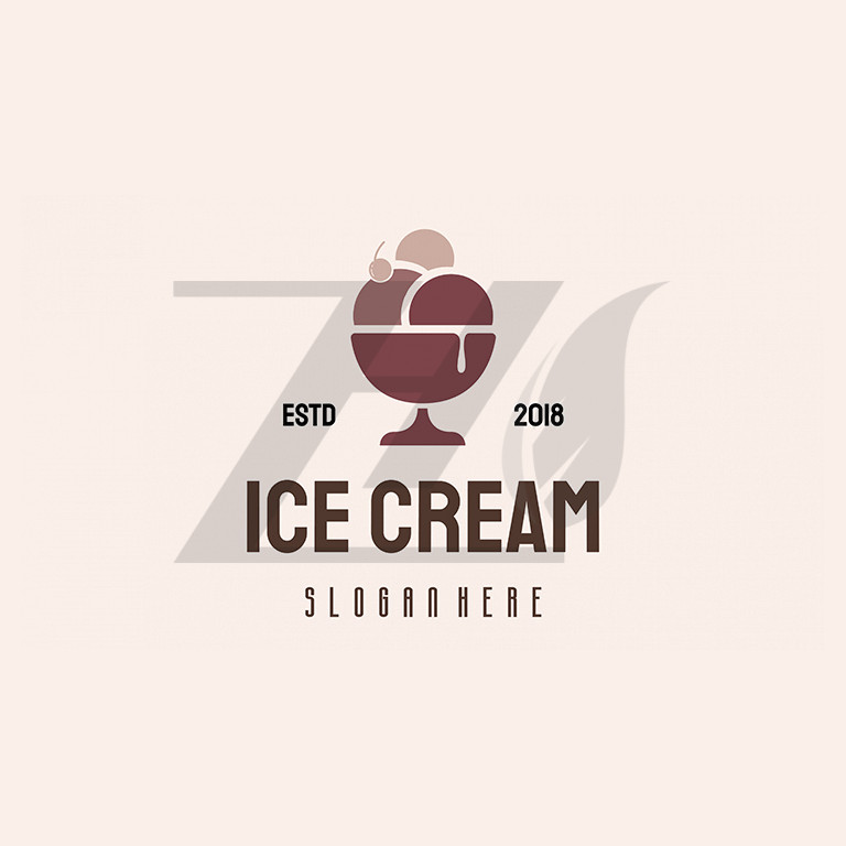 وکتور طراحی لوگوی بستنی رنگ بنفش
