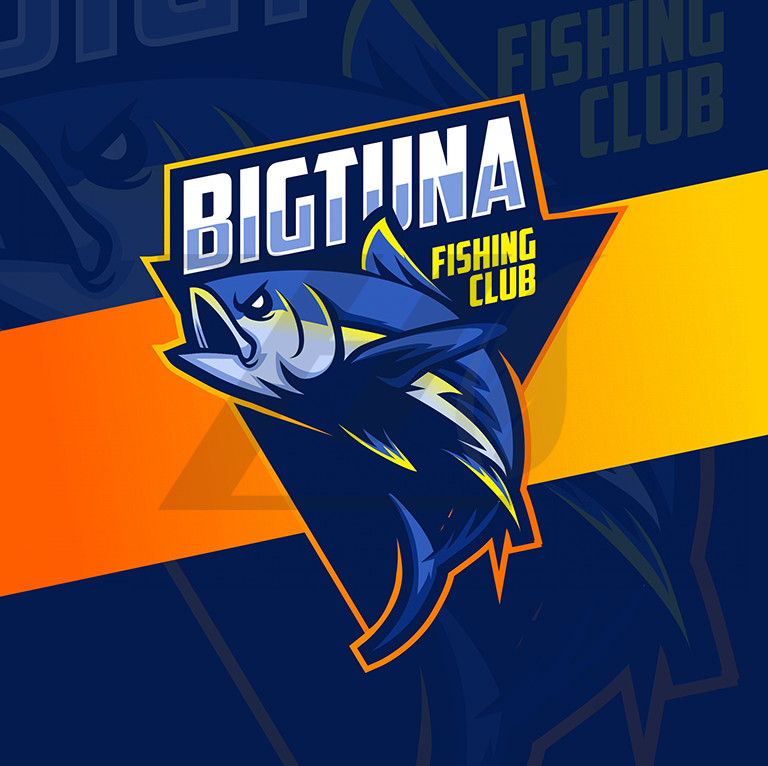 طراحی لوگوی ماهیگیری ماهی بزرگ