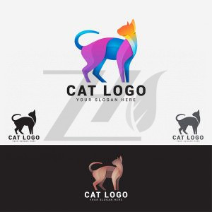 وکتور لوگوی گربه رنگارنگ
