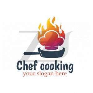 طراحی لوگو رستوران و آشپز پس زمینه سفید