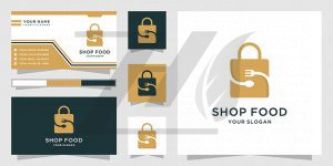 لوگو فروشگاه مواد غذایی با طراحی کیف خرید
