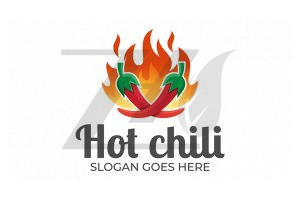 لوگو رستوران غذای گرم تند طرح شعله اتش