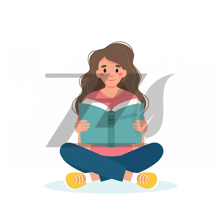 وکتور زن در حال خواندن کتاب حالت نشسته
