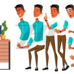 وکتور طرح اجزای بدن و چهره مرد و لوازم اداری