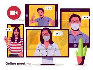 وکتور تصویر جلسه آنلاین هنگام کار در خانه