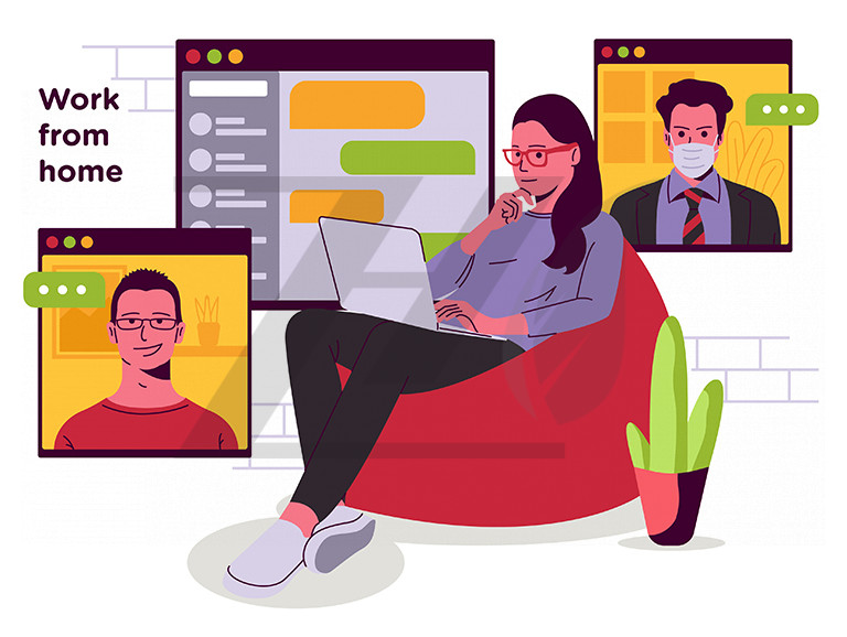 وکتور جلسه آنلاین هنگام کار در خانه