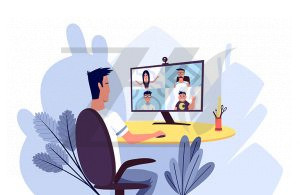 وکتور جلسه آنلاین از طریق کامپیوتر