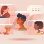 وکتور تماس ویدیویی تصویر مفهوم فناوری آنلاین و کنفرانس جلسه گروه تجاری