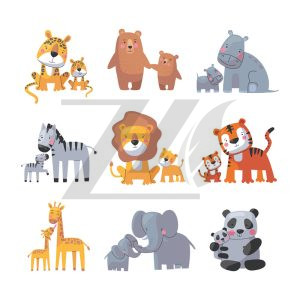 مجموعه 9 عددی وکتور حیوانات مختلف سبک کارتونی