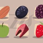 وکتور مجموعه 6 عددی میوه جات مختلف با پس زمینه رنگ روشن