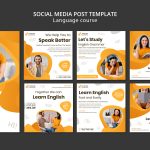 فایل لایه باز مجموعه پست های اینستاگرام کلاس زبان انگلیسی