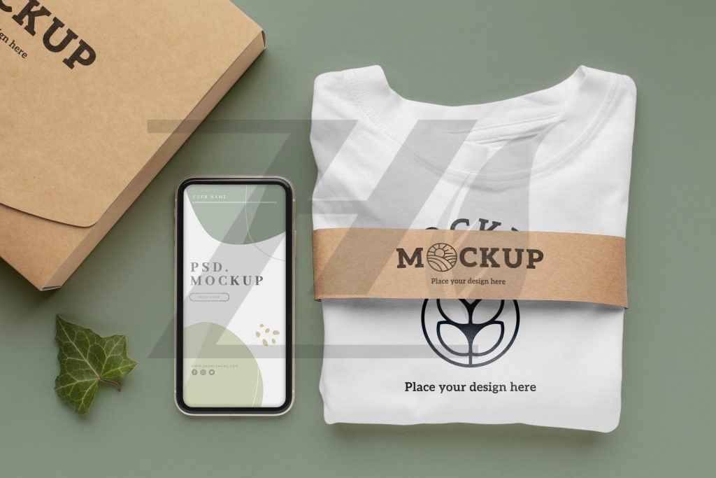 فایل لایه باز موکاپ بسته بندی تی شرت
