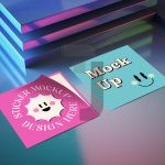 فایل لایه باز موکاپ برچسب مربعی