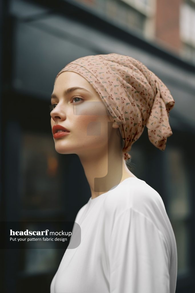فایل لایه باز طراحی موکاپ روسری پوشیده شده