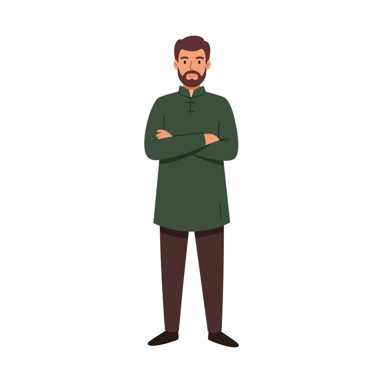 وکتور مرد جوان دست به سینه ایستاده