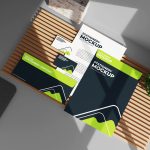 فایل لایه باز موکاپ هویت بصری از نمای بالا فایل لایه باز موکاپ هویت بصری از نمای بالا