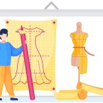 وکتور خیاط مرد در حال کشیدن الگو وکتور خیاط مرد در حال کشیدن الگو