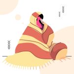 وکتور دختر ناراحت با لحاف پوشیده شده وکتور دختر ناراحت با لحاف پوشیده شده